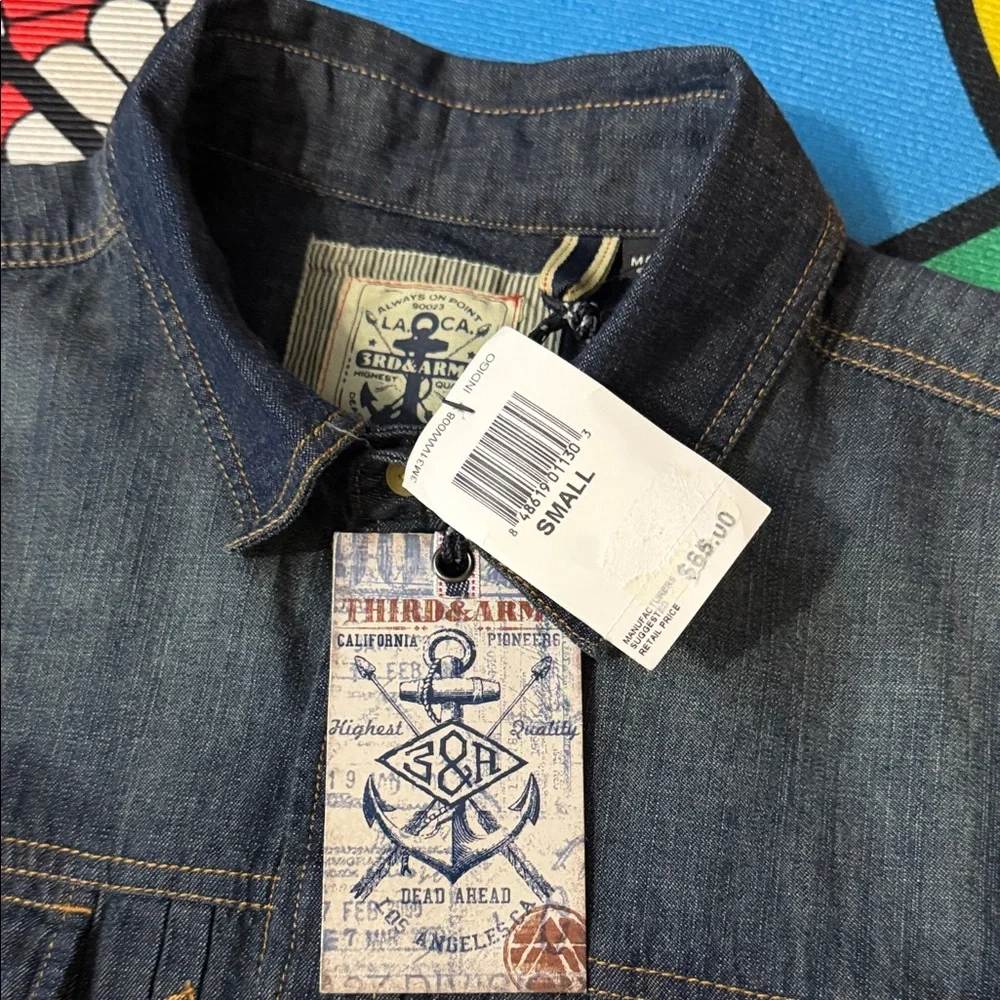 Third Army Men's Denim Shirt Long Sleeve - Picture 4 of 13